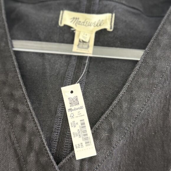 MADEWELL Denim V-Neck Midi Dress 14 Clean Black Wash Button-Up NWT B60 - Picture 4 of 5